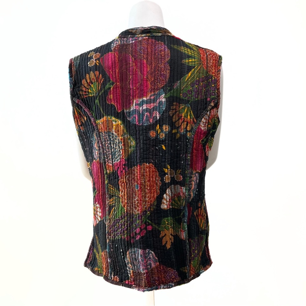 Festive Patchwork Quilted Texture Reversible Vest… - image 7